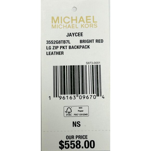 NEW Michael Kors Jaycee Large Red Leather Backpack Bookbag School Womens NWT - Picture 5 of 7